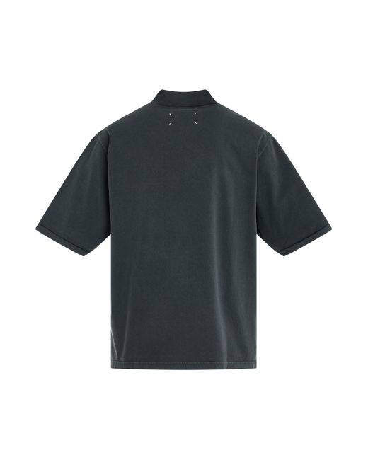 Maison Margiela Gray Mock Neck Number Logo T-Shirt, Short Sleeves, Washed, 100% Cotton, Size: Large for men