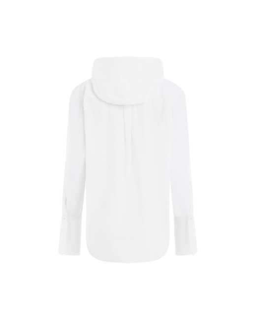 Loewe White Anagram Hooded Shirt, Long Sleeves, , 100% Algodon-Cotton