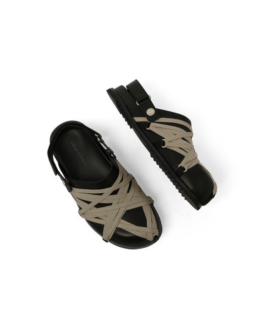 Rick Owens Black Megalaced Mule Granola Sandals, 100% Calf Leather