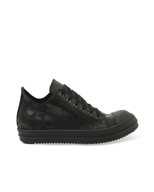Rick Owens Black Mono Colour Low Sneaks Sneakers, 100% Cotton for men