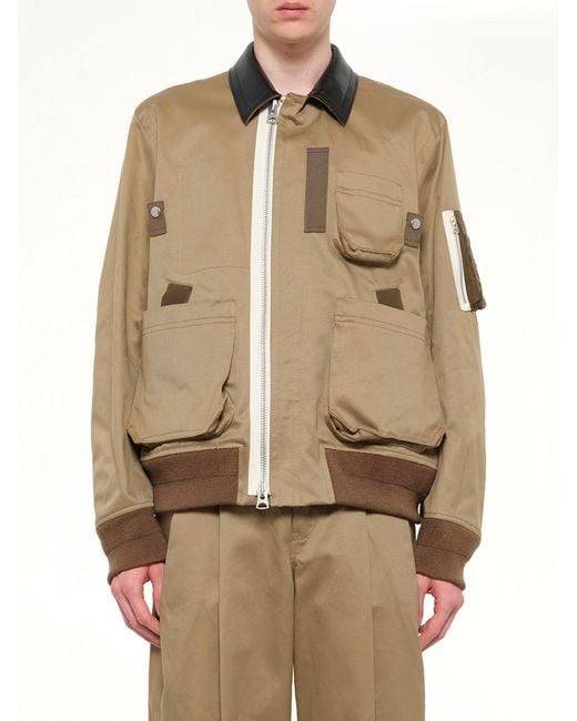 Sacai Natural Cotton Chino Blouson for men