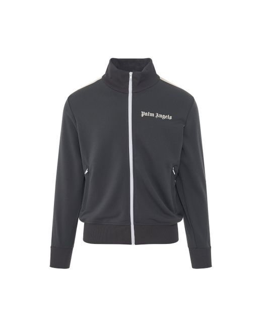 Palm Angels Synthetic Classic Track Jacket In Dark Grey/off White in