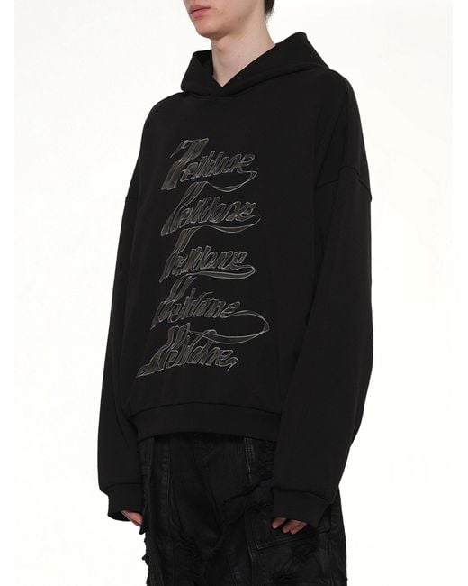 we11done Black Ribbon Multi-Logo Hoodie for men