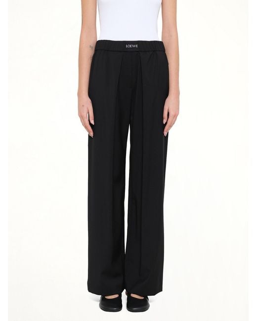 Loewe Black Logo Pleated Trousers
