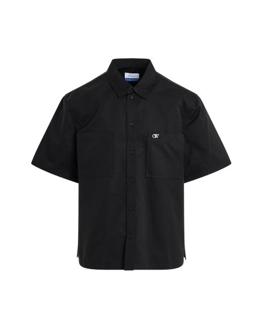 Off-White c/o Virgil Abloh Black Off- Ow Embroidered Heavy Cotton Summer Shirt, Short Sleeves, /, 100% Cotton, Size: Large for men