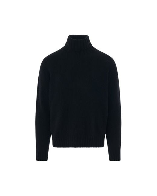 Palm Angels Curved Logo Turtleneck Sweater In Black/white for Men | Lyst