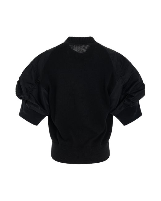 Sacai Black X Nylon Twill X Knit Sweater, , 100% Nylon