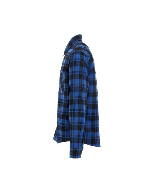 Off-White c/o Virgil Abloh Blue 'Check Flannel Shirts, Long Sleeves, Dark/, 100% Cotton, Size: Small for men