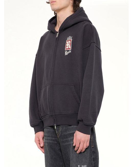 Rhude Blue Fumar 91 Zip-Up Hoodie for men