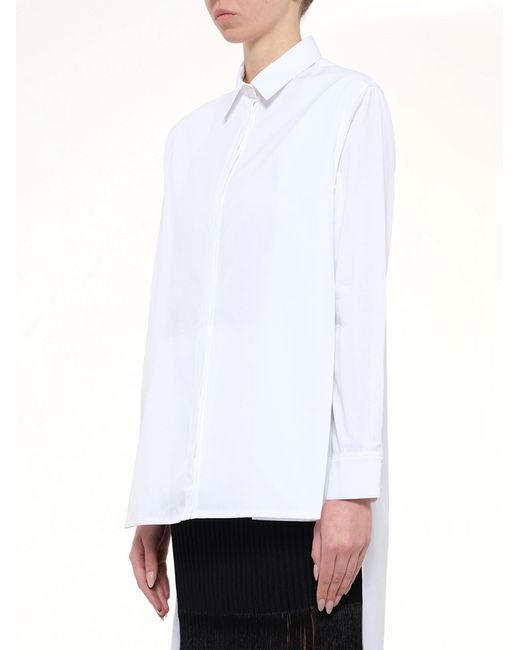 Alaïa White Cotton Poplin Asymmetric Shirt