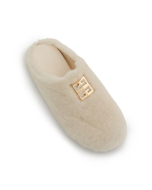 Givenchy 4G Shearling Slip On Sandals 100 Lamb Skin in Natural Lyst