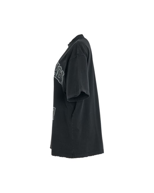 Balenciaga Black Diy College Vintage T-Shirt, Short Sleeves, Washed/, 100% Cotton