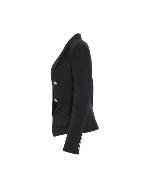 Balmain Black 6 Button Gdp Short Jacket, Long Sleeves, , 100% Wool