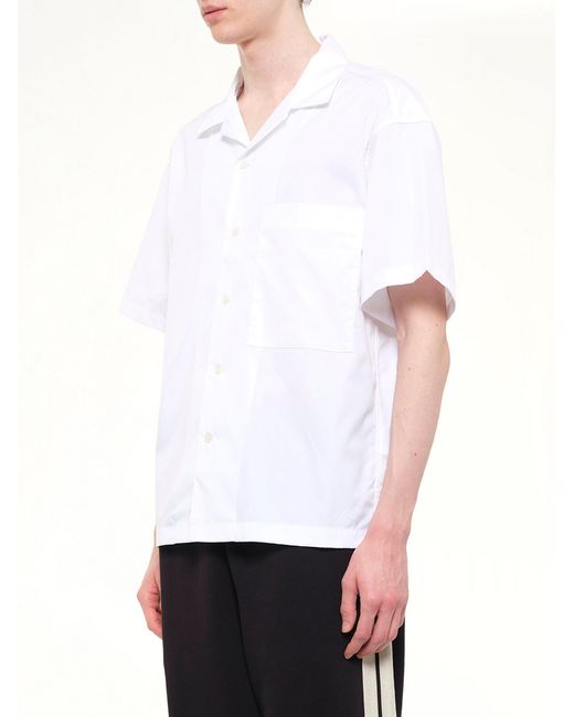 Palm Angels White B Curved Logo Bowling Shirt for men