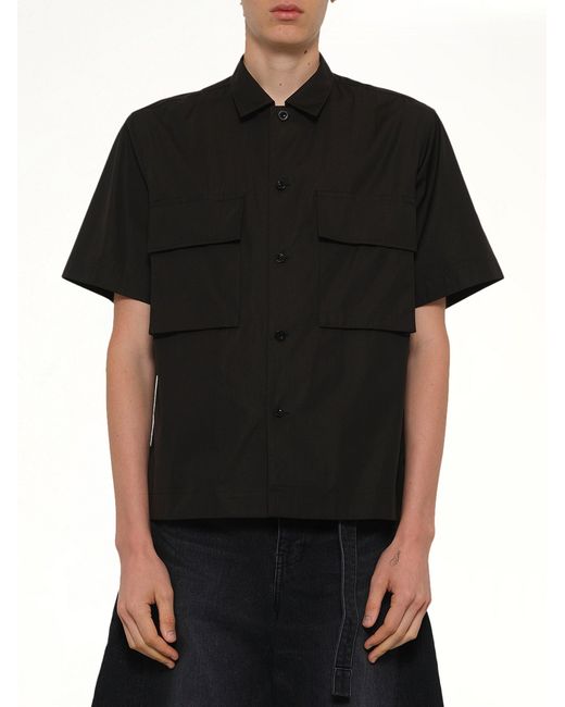 Sacai Black Poplin Shirt for men