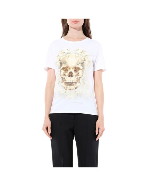 Alexander McQueen White Ophel Oversize T-Shirt, , 100% Cotton