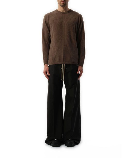 Rick Owens Brown X Moncler Jumbo Round Neck Sweater, Long Sleeves, 100% Cotton, Size: Small for men