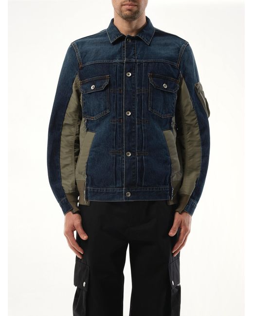 Sacai Blue Denim Nylon Twill Jacket for men