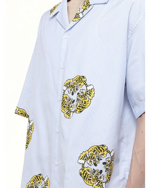KENZO White Verdy Collection Hawaiian Short Sleeve Shirt, 100% Cotton, Size: Large for men