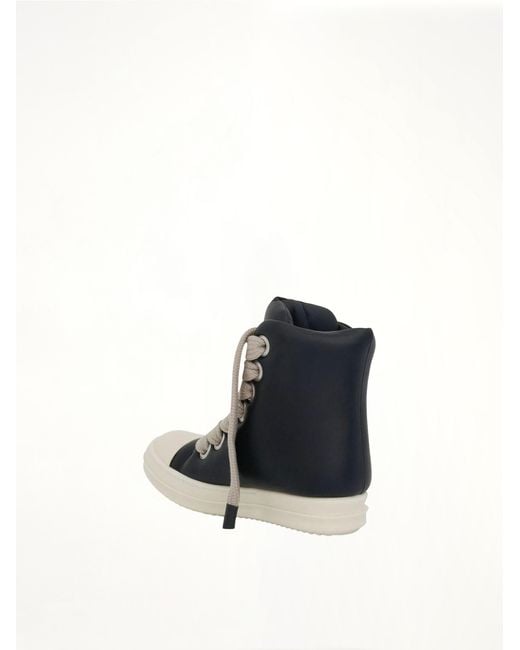 Rick Owens Black Jumbo Lace Padded Sneakers, 100% Calf Leather