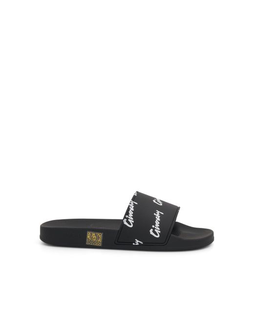 Givenchy Black Logo All Over Print Flat Rubber Sandals, /, 100% Polyurethane for men