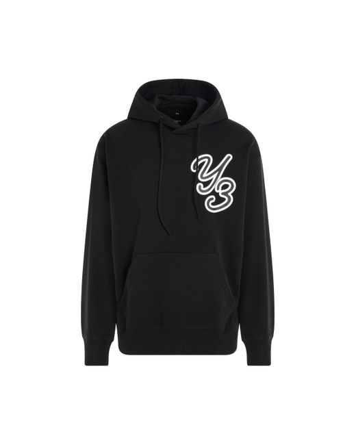 Y-3 Black Graphic Logo Hoodie, Long Sleeves, , 100% Organic Cotton, Size: Medium for men