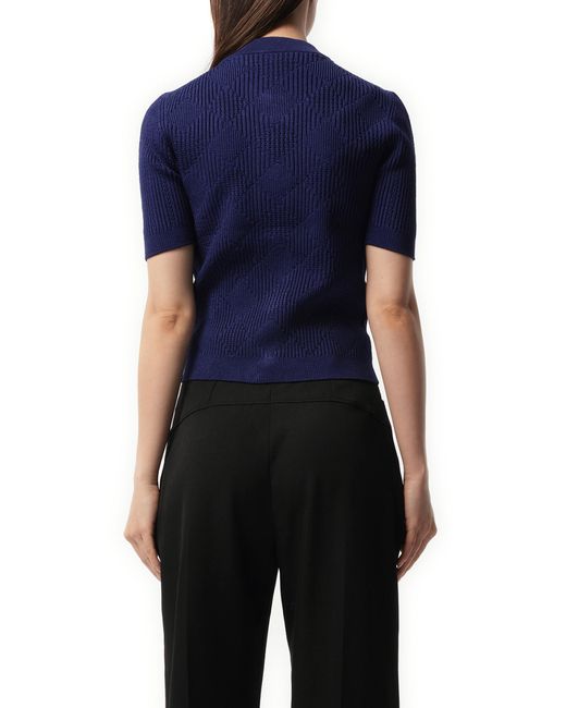 Balmain Blue Buttoned 2 Pockets Vichy Knit Cardigan, Short Sleeves, 100% Polyester