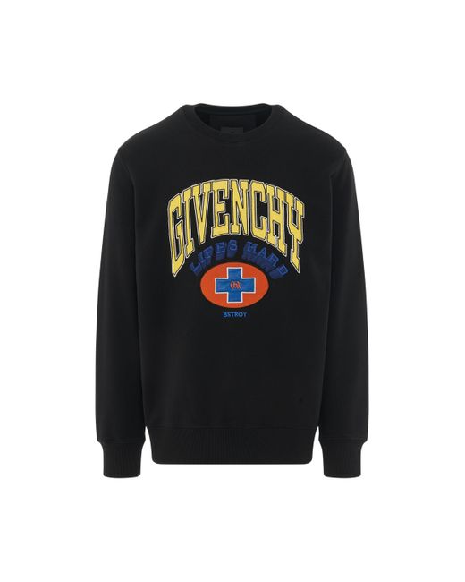 Givenchy Black 'Bstroy Global Peace Sweatshirt, Round Neck, Long Sleeves, , 100% Cotton, Size: Small for men