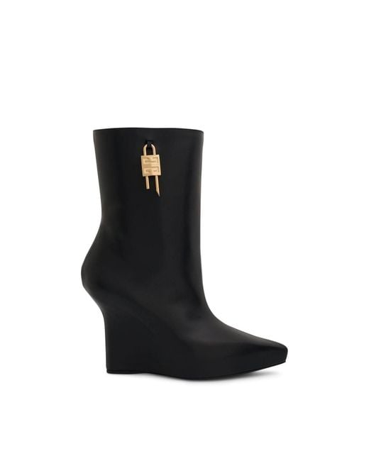 Givenchy Black G Lock Wedge Low Box Leather Boots