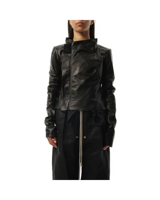 Rick Owens Low Neck Biker Jacket, Long Sleeves, 100% Lamb