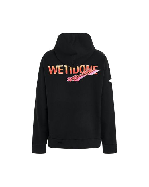 we11done Black 'Distressed Vintage Pocket Hoodie, Long Sleeves, , 100% Cotton, Size: Small for men