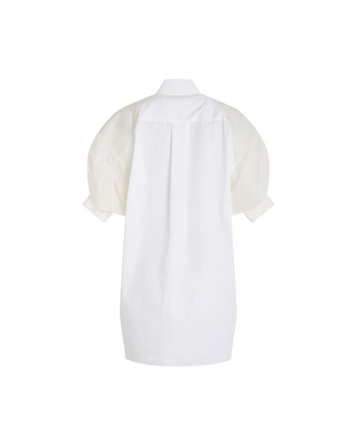 Sacai White X Cotton Poplin X Nylon Twill Dress, Off, 100% Cotton