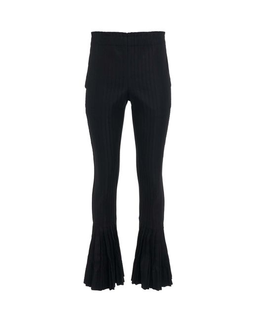 Sacai Black Cotton Gabardine Pleated Pants