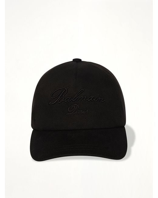 Balmain Black Signature Cotton Cap for men