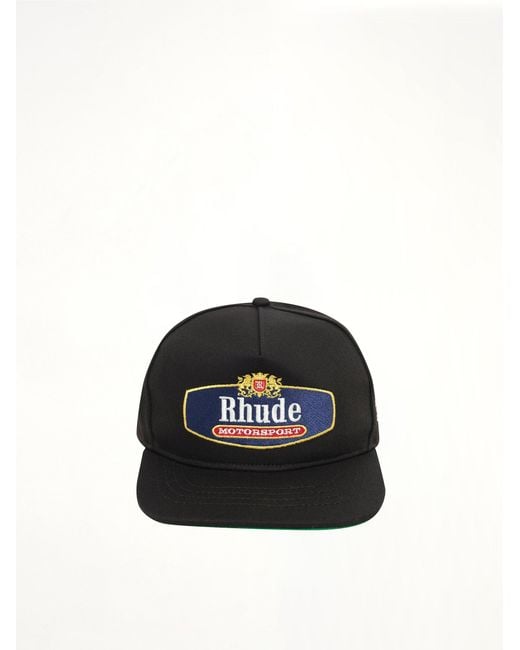 Rhude Black Racing Crest Hat for men
