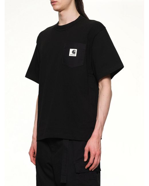 Sacai Black Carhartt Wip Cotton Jersey T-Shirt for men