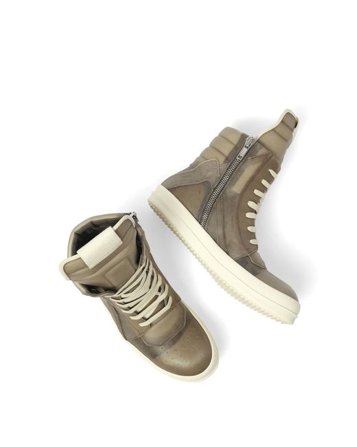 Rick Owens Brown Geobasket Transparent Leather Sneakers, 100% Calf Leather for men