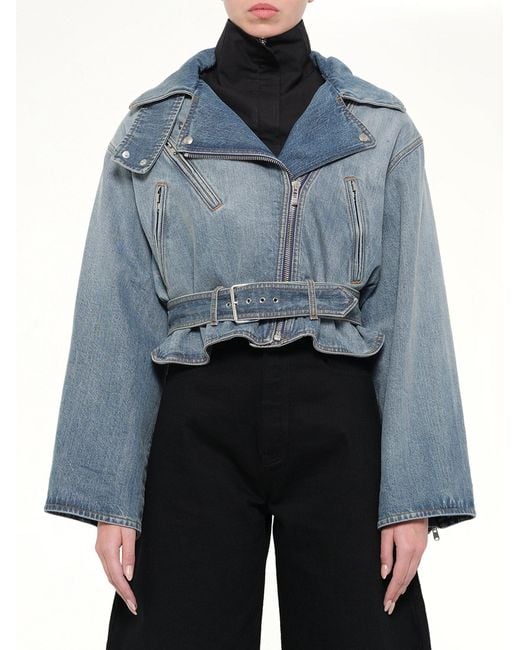 Alaïa Blue Raw Denim Layered Jacket
