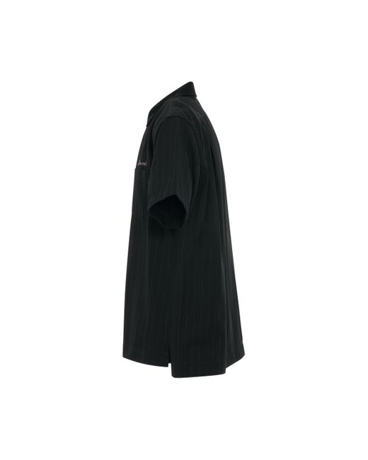 Sacai Black Chalk Stripe Shirt, Short Sleeves, , 100% Cotton for men