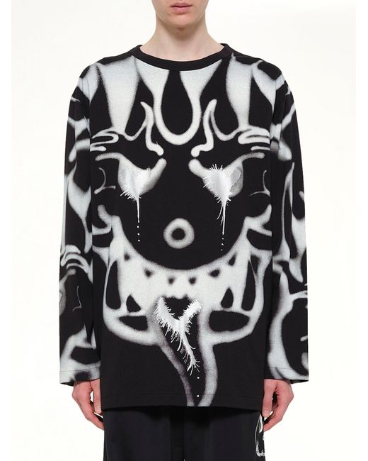 Y-3 Black Allover Yaksha Ls T-Shirt for men
