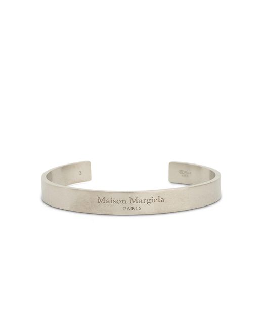 Maison Margiela White Large Margiela Logo Cuff Bracelet, , 100