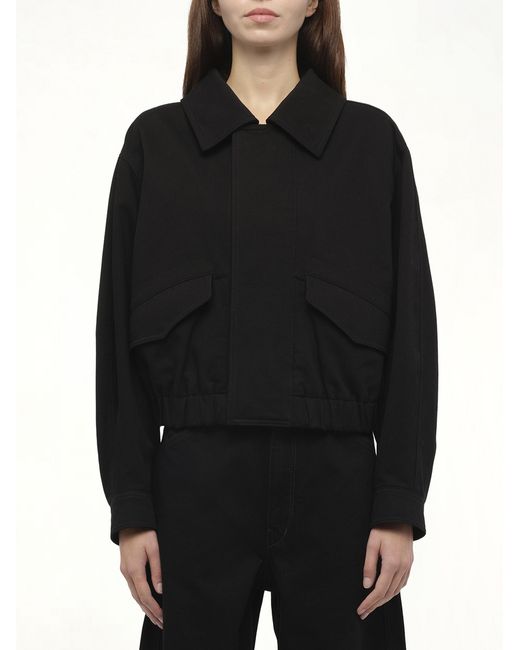 Lemaire Black Short Blouson Bomber Jacket, 100% Cotton