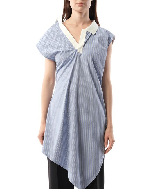 Sacai Blue Cotton Poplin Polo Shirt