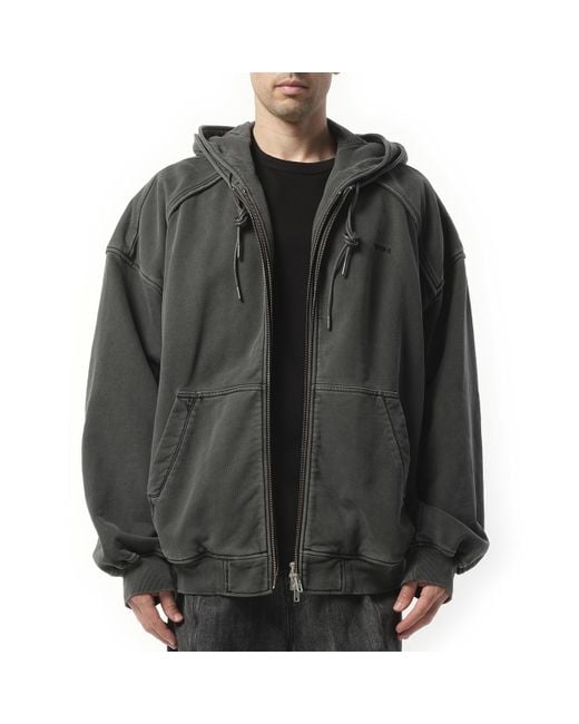 Juun.J Black Double Layered Dyed Hoodie Zip-Up, 100% Cotton, Size: Medium for men