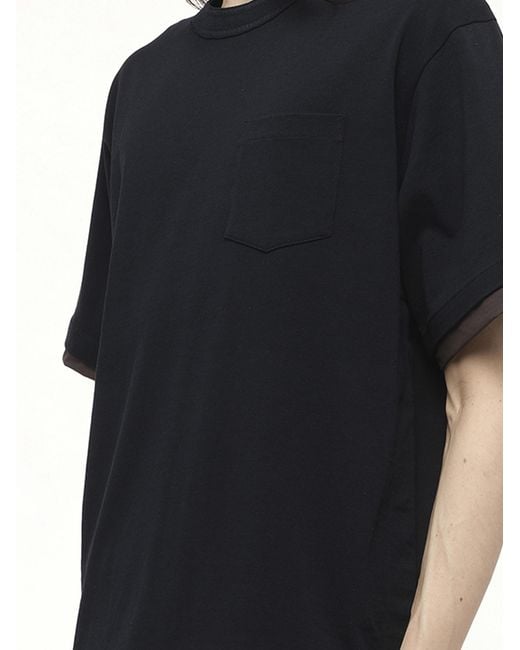 Sacai Black Cotton Jersey T-Shirt for men