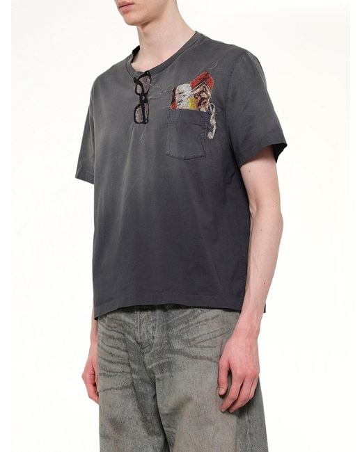 Doublet Gray Trompe L'Oeil Embroidery T-Shirt for men