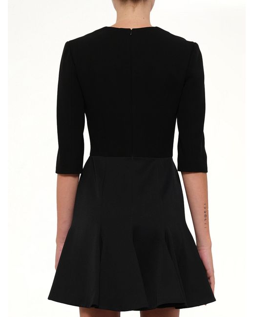 McQueen Black Godet Mini Dress