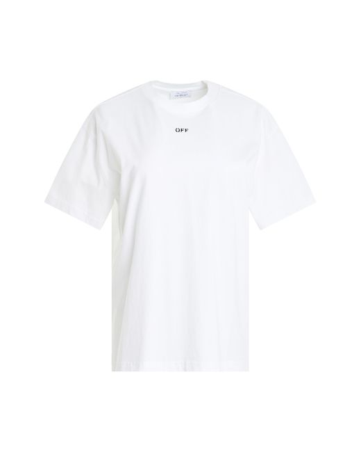 Off-White c/o Virgil Abloh White Off- 'Diagonal Embroidered Casual T-Shirt, Short Sleeves, 100% Cotton, Size: Small