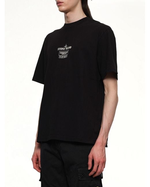 Stone Island Black 210003 02 Industrial Logos S/S T-Shirt for men