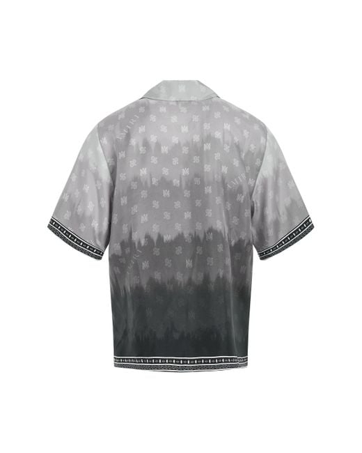Amiri Gray Micro Ma Paisley Bowling Shirt, Short Sleeves, , 100% Silk, Size: Medium for men